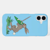 Coque iPhone 16 Plus Lapin Guerrier Médiéval (Verso Horizontal)