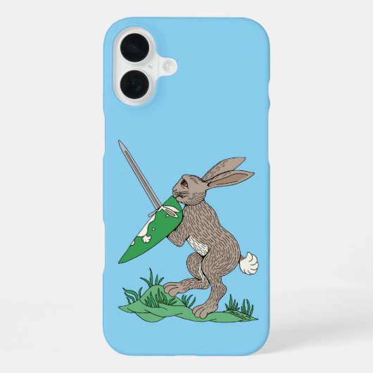 Coque iPhone 16 Plus Lapin Guerrier Médiéval (Verso)