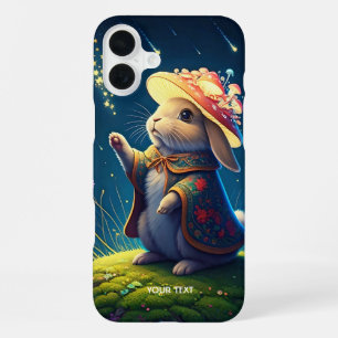 Coque iPhone 16 Plus Lapin mignon champignon étoiles de fantaisie