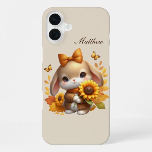 Coque iPhone 16 Plus Lapin saisonnier ajouter un nom (Verso)
