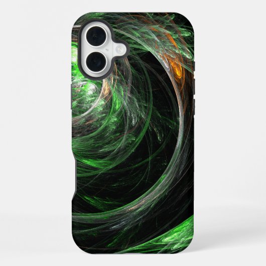Coque iPhone 16 Plus L'art Abstrait vert du monde entier (Verso)