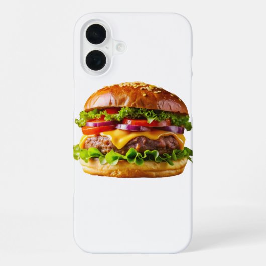 Coque iPhone 16 Plus Le cheeseburger appétissant de SlipperyJoe crousti (Verso)
