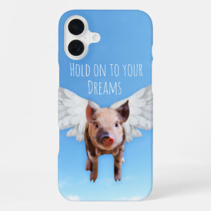 Coque iPhone 16 Plus Les cochons drôles pourraient voler Accrochez-vous