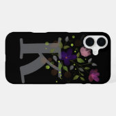 Coque iPhone 16 Plus Lettre initiale K plus dessin floral (Verso Horizontal)