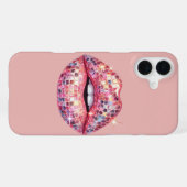Coque iPhone 16 Plus Lèvre boule disco rose (Verso Horizontal)