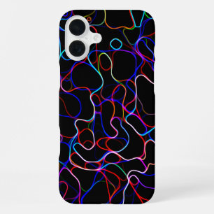 Coque iPhone 16 Plus Lignes multicolores néon