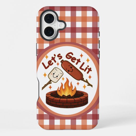 Coque iPhone 16 Plus Lit Firepit - mignon Marshmallow & Hot Dog (Verso)