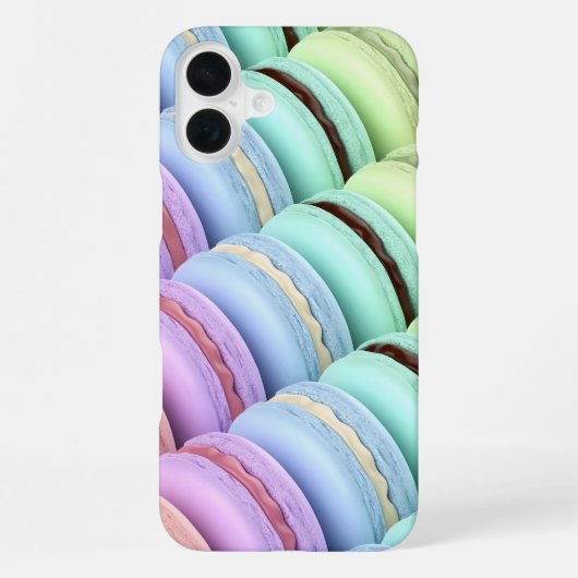 Coque iPhone 16 Plus Macarons français aux couleurs et saveurs différen (Verso)
