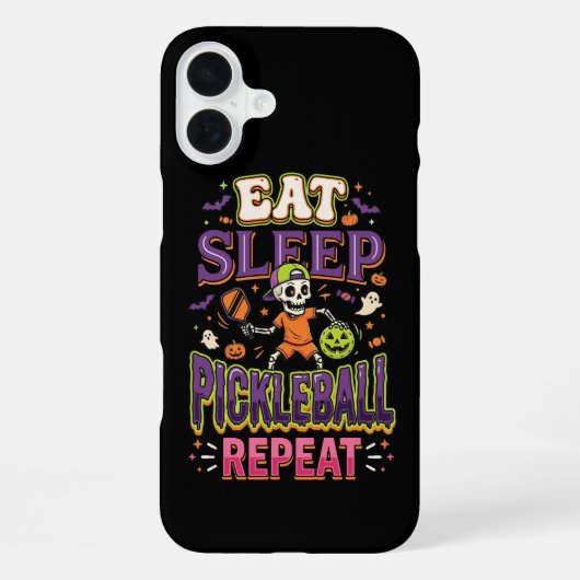 Coque iPhone 16 Plus Manger Dormir Pickleball Répéter Pickleball (Verso)
