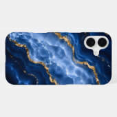 Coque iPhone 16 Plus Marbre Agate Saphir Luxueux (Verso Horizontal)