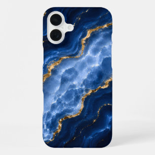 Coque iPhone 16 Plus Marbre Agate Saphir Luxueux