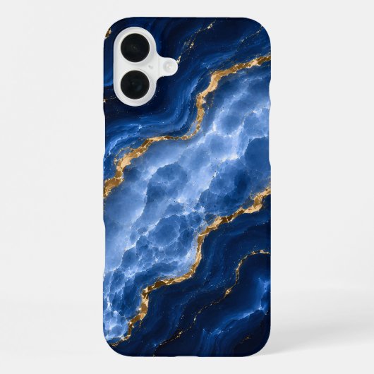 Coque iPhone 16 Plus Marbre Agate Saphir Luxueux (Verso)