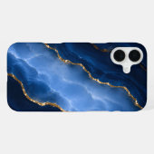 Coque iPhone 16 Plus Marbre bleu saphir de luxe (Verso Horizontal)