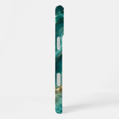 Coque iPhone 16 Plus Marbre de luxe en agate turquoise avec veines d'or (Côté droit)
