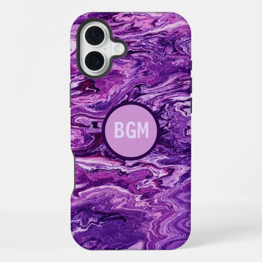Coque iPhone 16 Plus Marbre fondu d'améthyste foncée (Verso)