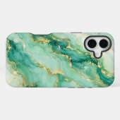 Coque iPhone 16 Plus Marbre Luxe Menthe & Or (Verso Horizontal)