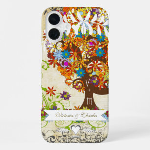 Coque iPhone 16 Plus Mariage Arbres Fleuris Fantaisie