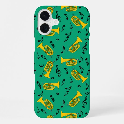 Coque iPhone 16 Plus Marquage Baritone Notes musicales Clés Treble (Verso)