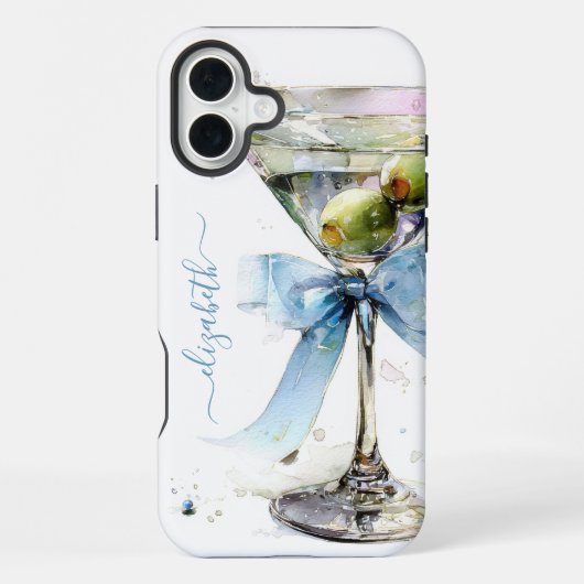 Coque iPhone 16 Plus Martini Élégant Monogrammé (Verso)