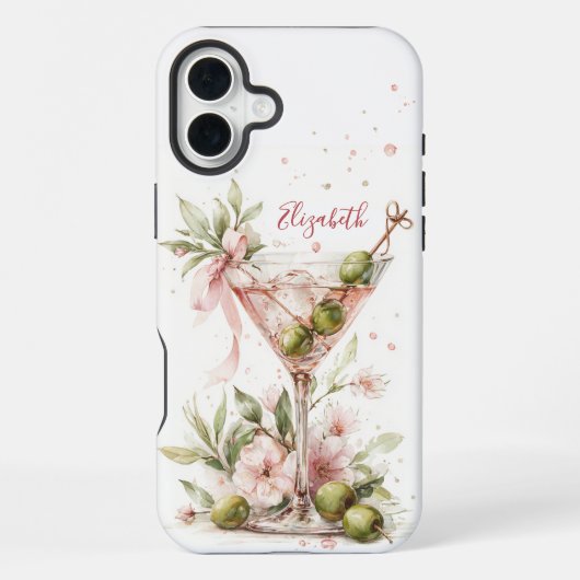 Coque iPhone 16 Plus Martini Élégant Monogrammé (Verso)