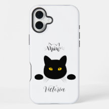 Meow Black Cat Golden Eyes personnalisable