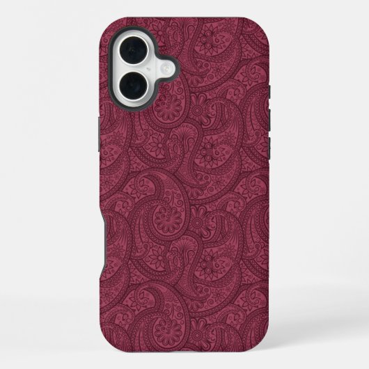 Coque iPhone 16 Plus Merlot Paisley (Verso)
