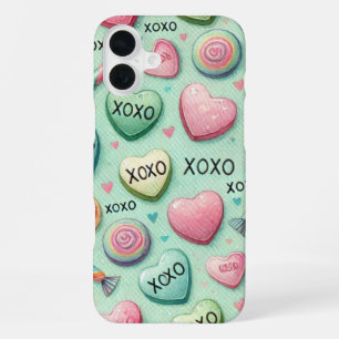 COQUE iPhone 16 PLUS MESSAGES DE BONBON EN FORME DE COEUR DE LA SAINT-V
