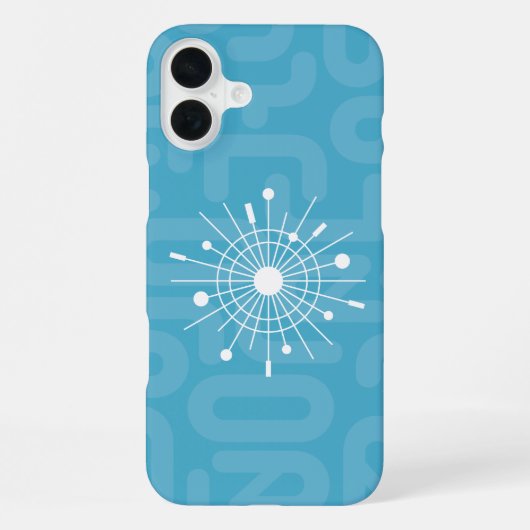 Coque iPhone 16 Plus Midcentury MOD Cool Yule Atomic Sputnik Noël (Verso)