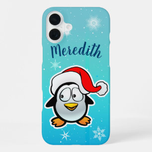 Coque iPhone 16 Plus Mignon Manchot Avec Chapeau De Noël