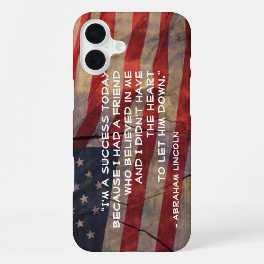 Coque iPhone 16 Plus Modèle de drapeau rustique avec citation de réussi (Verso)