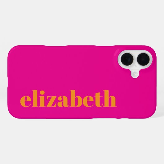 Coque iPhone 16 Plus Modèle de nom cool Hot Pink et Orange (Verso Horizontal)