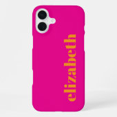 Coque iPhone 16 Plus Modèle de nom rose chaud et orange Cool (Verso)