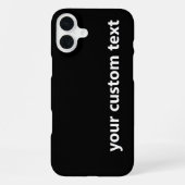 Coque iPhone 16 Plus Modèle de texte simple noir et blanc (Verso)