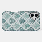Coque iPhone 16 Plus Modern Teal Nordic Damask (Verso Horizontal)