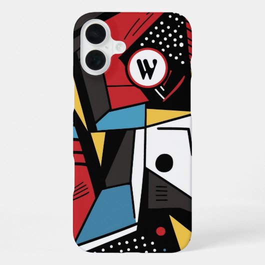 Coque iPhone 16 Plus Moderne Abstrait Géométrique Monogrammé (Verso)