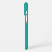Coque iPhone 16 Plus Moderne Bandes de Course Blanc Sarcelle Monogramme (Côté gauche)