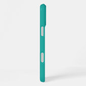Coque iPhone 16 Plus Moderne Bandes de Course Blanc Sarcelle Monogramme (Côté droit)