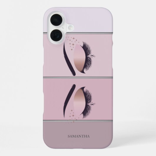 Coque iPhone 16 Plus Moderne chic rayé, cils frais (Verso)