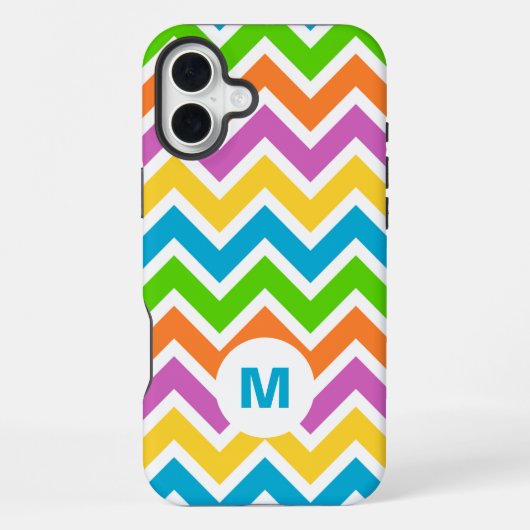 Coque iPhone 16 Plus Monogramme Chevron Arc-en-ciel Clair (Verso)