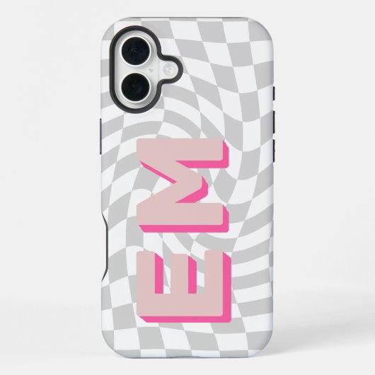 Coque iPhone 16 Plus Monogramme esthétique du tableau de contrôle rétro (Verso)