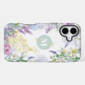 Coque iPhone 16 Plus Monogramme Floral Pastel de Printemps (Verso Horizontal)