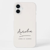 Coque iPhone 16 Plus Monogramme Neutre minimum Signature de script simp (Verso)