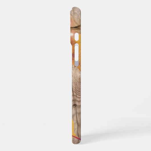 Coque iPhone 16 Plus Monogramme rustique Lumières de feuilles d'automne (Côté gauche)