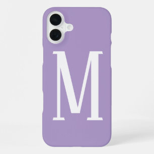 Coque iPhone 16 Plus Monogrammes Nom Violet Clair Cadeau Cool Faveur de