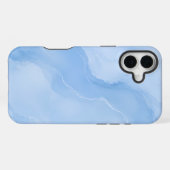 Coque iPhone 16 Plus Motif Abstrait de Marbre Bleu Clair (Verso Horizontal)