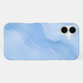 Coque iPhone 16 Plus Motif Abstrait de Marbre Bleu Clair (Verso Horizontal)