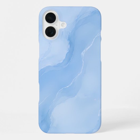 Coque iPhone 16 Plus Motif Abstrait de Marbre Bleu Clair (Verso)