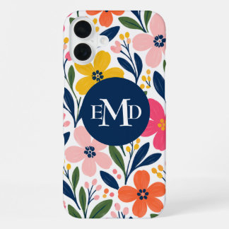 Coque iPhone 16 Plus Motif botanique floral moderne de couleur unie