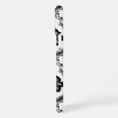Coque iPhone 16 Plus Motif Damassé Rococo Gris Noir Blanc (Côté gauche)