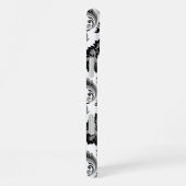 Coque iPhone 16 Plus Motif Damassé Rococo Gris Noir Blanc (Côté droit)